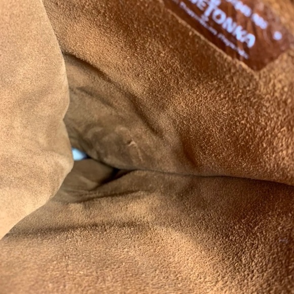 Minnetonka Moccasins 1422 Women's Fringe Mocs Boots Brown Suede Leather Size 7 - Picture 8 of 9